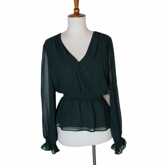 1. State Tops - 1. STATE Green Ruffle Blouse